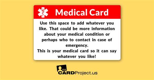 Create Your Own Double Sided Medical Card (REAR)